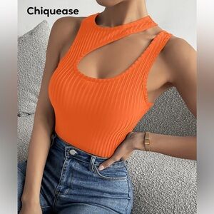 Bundle 3 for 15 SHEIN Orange Cutout Ribbed Bodysuit